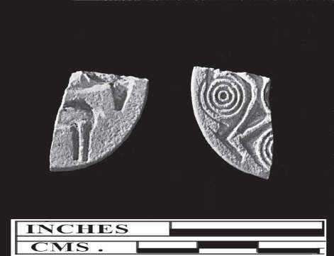 A fragmentary Harappan steatite seal with a partial standing horned figure and Indus-script signs